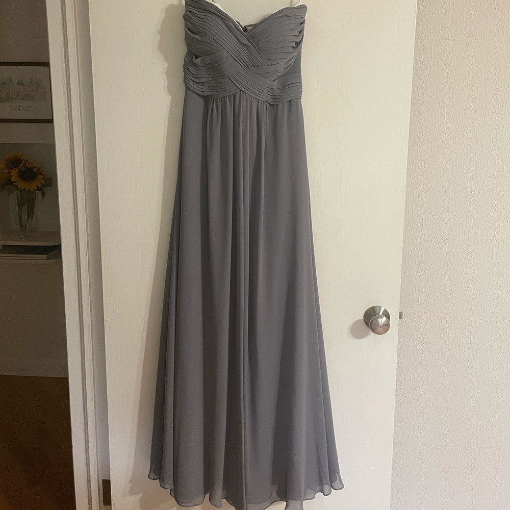 Bari Jay Size 4 Grey Strapless Bridesmaid Dress